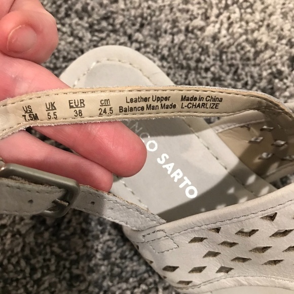 Franco Sarto Charlize Grey Leather Sandals - Picture 3 of 10